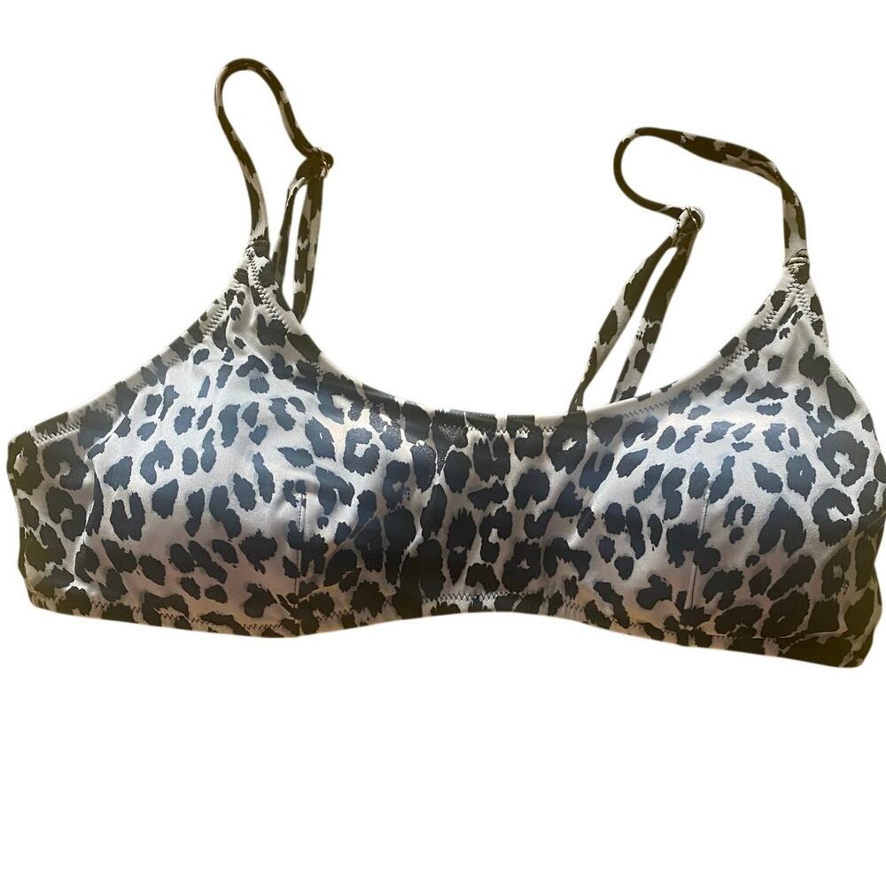 Victoria’s Secret Leopard Print Bikini Top L Adjustable Straps Animal Swim